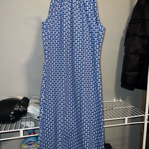 Elegant Blue Geometric Maxi Dress